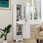 Armoire haute de salle de bain Costway, meuble colonne autoportant avec portes et tiroir, noir/gris/blanc