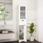 Armoire haute de salle de bain Costway, meuble colonne autoportant avec portes et tiroir, noir/gris/blanc