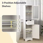 Armoire haute de salle de bain Costway, meuble colonne autoportant avec portes et tiroir, noir/gris/blanc