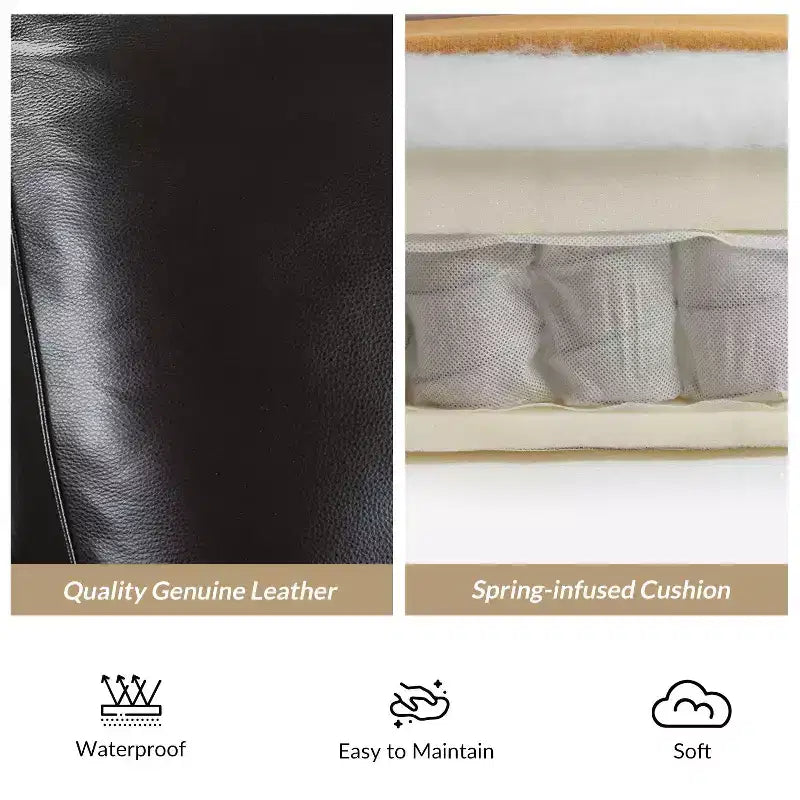 Lot de 2 fauteuils inclinables modernes en cuir véritable Theresa avec garniture cloutée pour le salon et la chambre à coucher | ART OF LIVING DESIGNS
