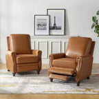 Lot de 2 fauteuils inclinables modernes en cuir véritable Theresa avec garniture cloutée pour le salon et la chambre à coucher | ART OF LIVING DESIGNS