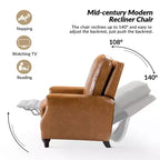 Lot de 2 fauteuils inclinables modernes en cuir véritable Theresa avec garniture cloutée pour le salon et la chambre à coucher | ART OF LIVING DESIGNS