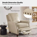 Lot de 2 fauteuils inclinables modernes en cuir véritable Theresa avec garniture cloutée pour le salon et la chambre à coucher | ART OF LIVING DESIGNS