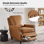 Lot de 2 fauteuils inclinables modernes en cuir véritable Theresa avec garniture cloutée pour le salon et la chambre à coucher | ART OF LIVING DESIGNS
