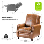 Lot de 2 fauteuils inclinables modernes en cuir véritable Theresa avec garniture cloutée pour le salon et la chambre à coucher | ART OF LIVING DESIGNS