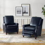 Lot de 2 fauteuils inclinables modernes en cuir véritable Theresa avec garniture cloutée pour le salon et la chambre à coucher | ART OF LIVING DESIGNS