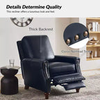Lot de 2 fauteuils inclinables modernes en cuir véritable Theresa avec garniture cloutée pour le salon et la chambre à coucher | ART OF LIVING DESIGNS