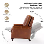 Lot de 2 fauteuils inclinables modernes en cuir véritable Theresa avec garniture cloutée pour le salon et la chambre à coucher | ART OF LIVING DESIGNS