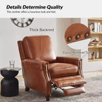 Lot de 2 fauteuils inclinables modernes en cuir véritable Theresa avec garniture cloutée pour le salon et la chambre à coucher | ART OF LIVING DESIGNS