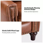 Lot de 2 fauteuils inclinables modernes en cuir véritable Theresa avec garniture cloutée pour le salon et la chambre à coucher | ART OF LIVING DESIGNS