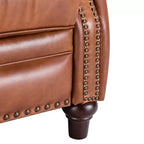 Lot de 2 fauteuils inclinables modernes en cuir véritable Theresa avec garniture cloutée pour le salon et la chambre à coucher | ART OF LIVING DESIGNS