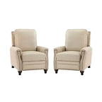 Lot de 2 fauteuils inclinables modernes en cuir véritable Theresa avec garniture cloutée pour le salon et la chambre à coucher | ART OF LIVING DESIGNS