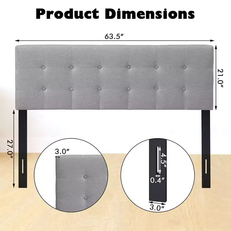 Tête de lit Costway pour lit double/Queen Size, en tissu de lin, capitonnée avec pieds en bois massif