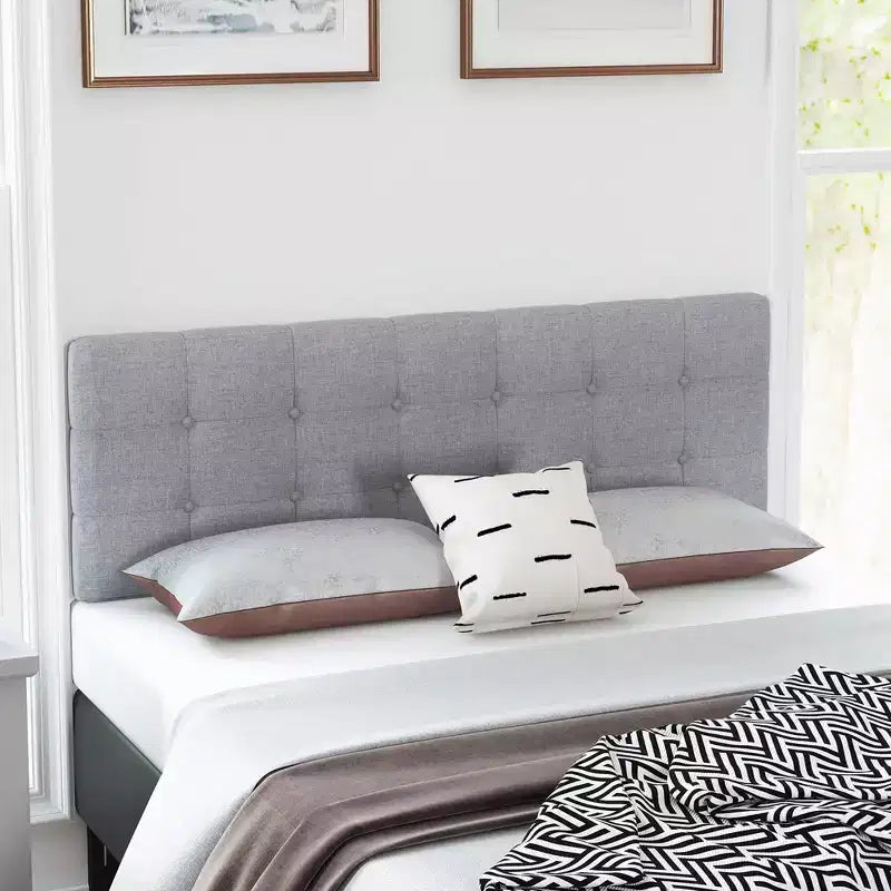 Tête de lit Costway pour lit double/Queen Size, en tissu de lin, capitonnée avec pieds en bois massif