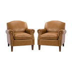 Set of 2 Gianluigi Transitional Vegan Leather Armchair with Nailhead Trim for Bedroom and Living Room| ART OF LIVING DESIGNS