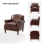 Lot de 2 fauteuils de salon transitionnels en cuir végétalien Gianluigi avec garniture cloutée pour chambre et salon | ART OF LIVING DESIGNS