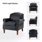 Lot de 2 fauteuils de salon transitionnels en cuir végétalien Gianluigi avec garniture cloutée pour chambre et salon | ART OF LIVING DESIGNS