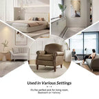 Lot de 2 fauteuils de salon transitionnels en cuir végétalien Gianluigi avec garniture cloutée pour chambre et salon | ART OF LIVING DESIGNS