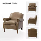 Lot de 2 fauteuils de salon transitionnels en cuir végétalien Gianluigi avec garniture cloutée pour chambre et salon | ART OF LIVING DESIGNS