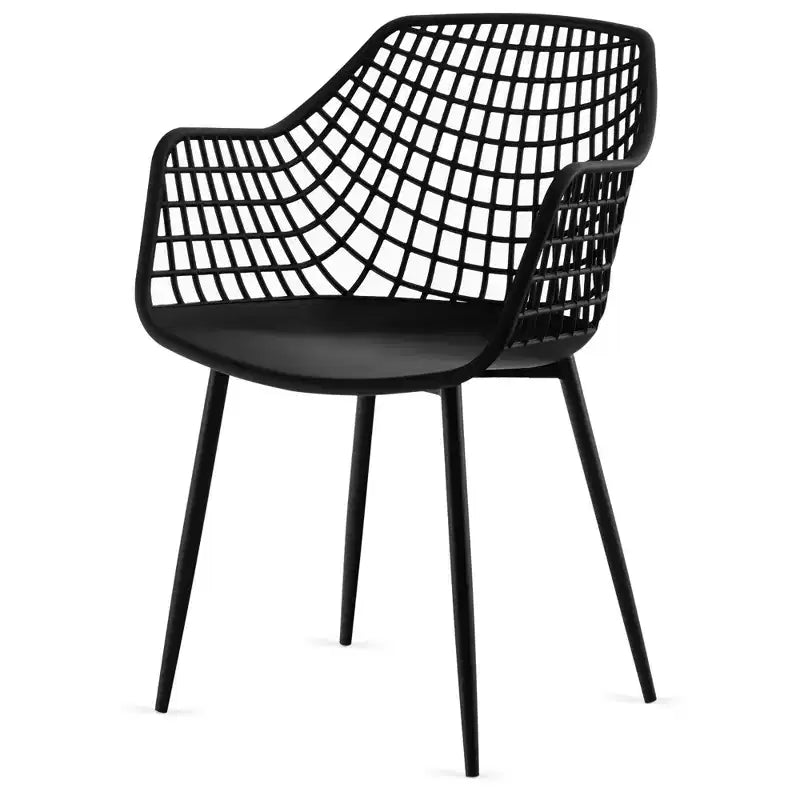 Costway Lot de 4 Chaises de Salle à Manger Modernes Coque en Plastique Creuse avec Pieds en Métal pour Salon