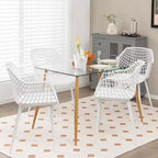 Costway Lot de 4 Chaises de Salle à Manger Modernes Coque en Plastique Creuse avec Pieds en Métal pour Salon