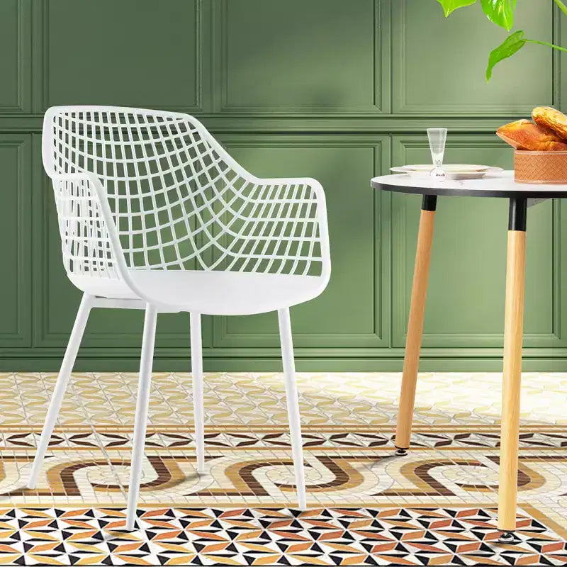 Costway Lot de 4 Chaises de Salle à Manger Modernes Coque en Plastique Creuse avec Pieds en Métal pour Salon