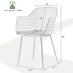 Costway Lot de 4 Chaises de Salle à Manger Modernes Coque en Plastique Creuse avec Pieds en Métal pour Salon