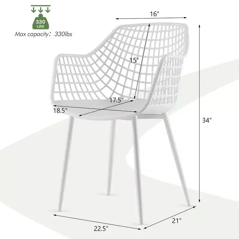 Costway Lot de 4 Chaises de Salle à Manger Modernes Coque en Plastique Creuse avec Pieds en Métal pour Salon