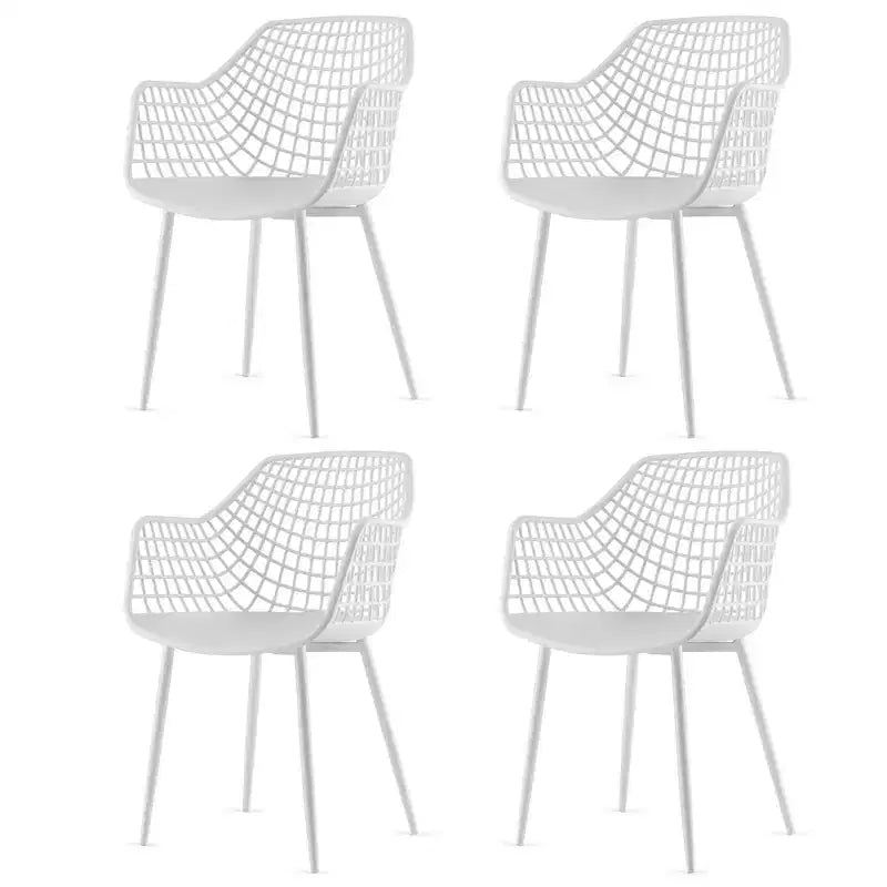 Costway Lot de 4 Chaises de Salle à Manger Modernes Coque en Plastique Creuse avec Pieds en Métal pour Salon