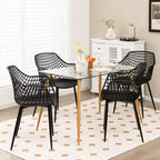 Costway Lot de 4 Chaises de Salle à Manger Modernes Coque en Plastique Creuse avec Pieds en Métal pour Salon