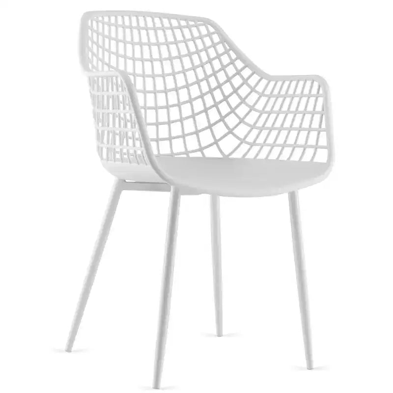 Costway Lot de 4 Chaises de Salle à Manger Modernes Coque en Plastique Creuse avec Pieds en Métal pour Salon