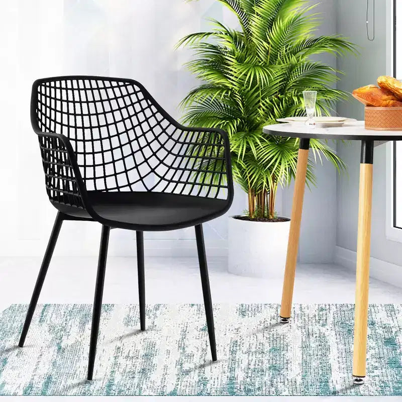 Costway Lot de 4 Chaises de Salle à Manger Modernes Coque en Plastique Creuse avec Pieds en Métal pour Salon