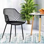 Costway Lot de 4 Chaises de Salle à Manger Modernes Coque en Plastique Creuse avec Pieds en Métal pour Salon