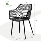 Costway Lot de 4 Chaises de Salle à Manger Modernes Coque en Plastique Creuse avec Pieds en Métal pour Salon