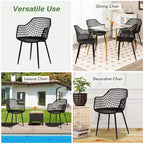 Costway Lot de 4 Chaises de Salle à Manger Modernes Coque en Plastique Creuse avec Pieds en Métal pour Salon