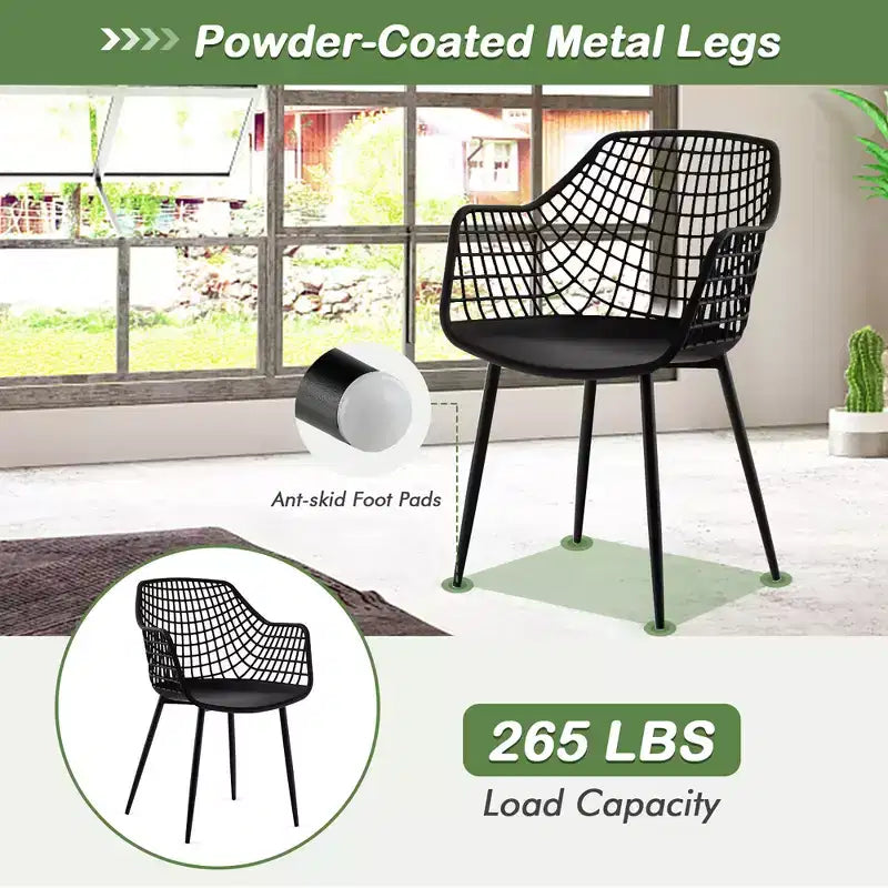Costway Lot de 4 Chaises de Salle à Manger Modernes Coque en Plastique Creuse avec Pieds en Métal pour Salon