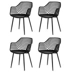 Costway Lot de 4 Chaises de Salle à Manger Modernes Coque en Plastique Creuse avec Pieds en Métal pour Salon