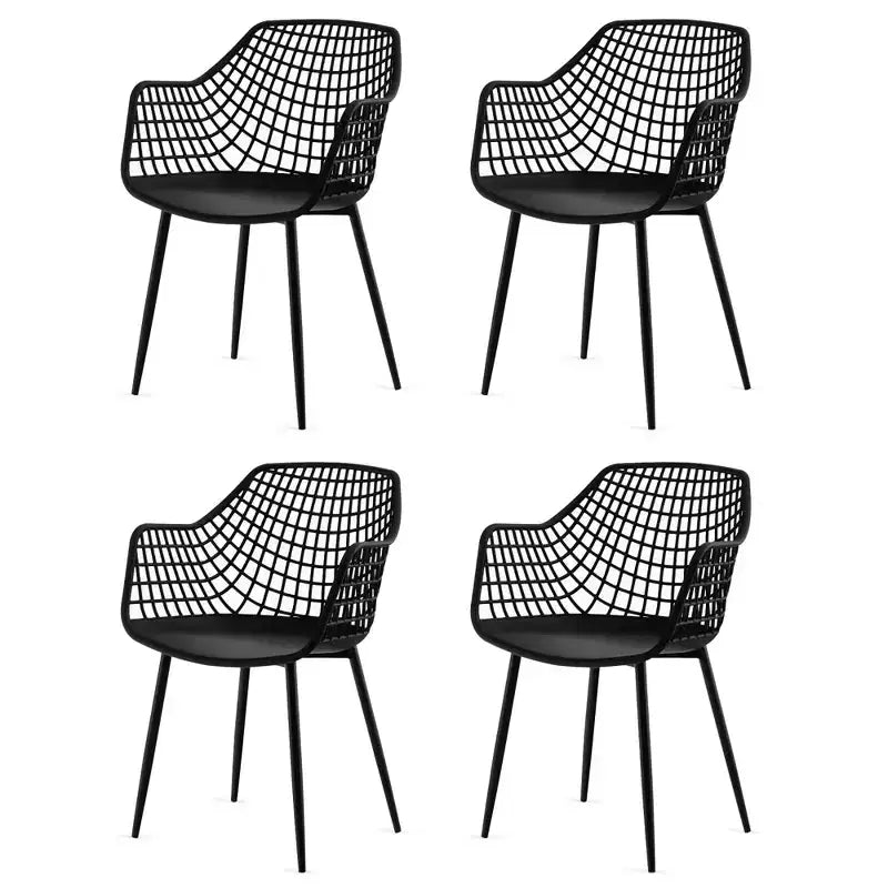 Costway Lot de 4 Chaises de Salle à Manger Modernes Coque en Plastique Creuse avec Pieds en Métal pour Salon