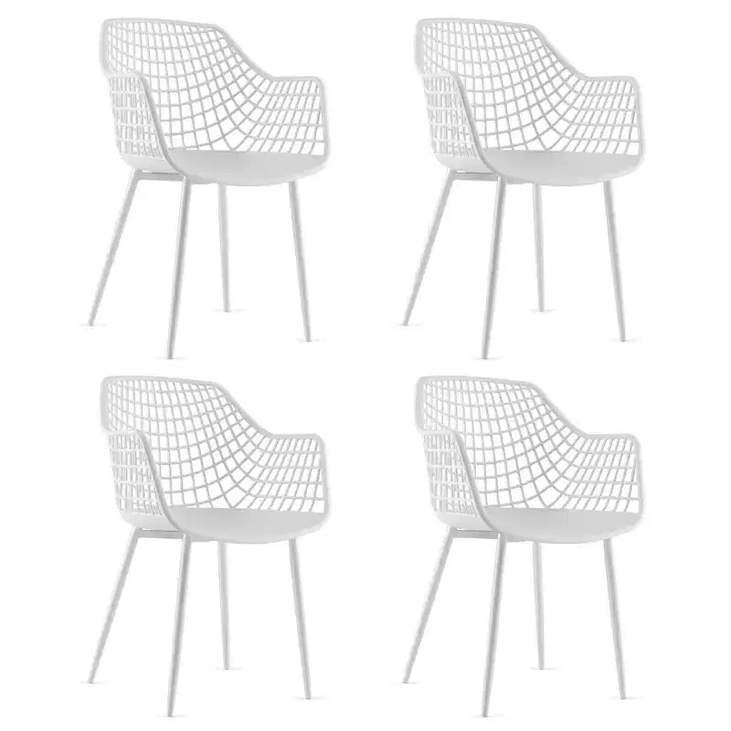Costway Lot de 4 Chaises de Salle à Manger Modernes Coque en Plastique Creuse avec Pieds en Métal pour Salon