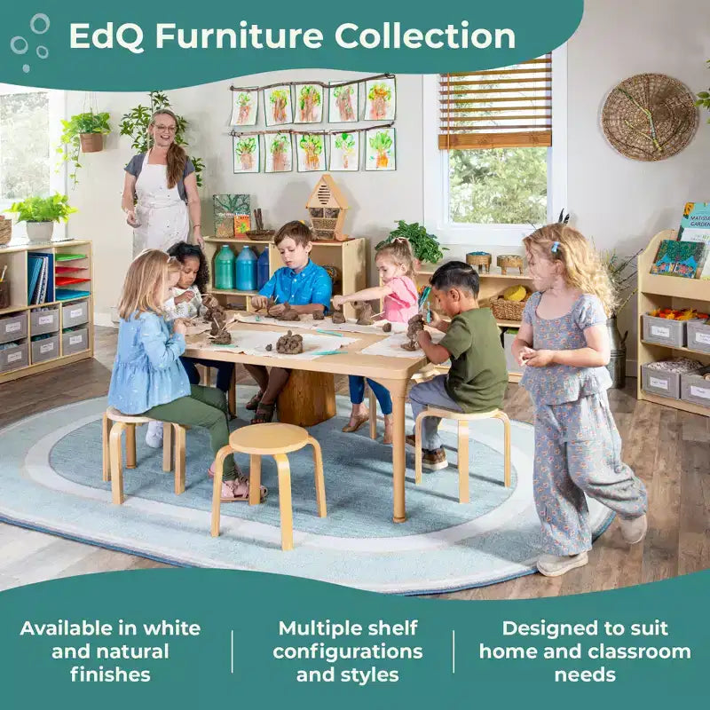Meuble de rangement Guidecraft EdQ à 3 étagères et 8 compartiments 36 : organiseur étagère cube en bois, bibliothèque pour la maison et la salle de classe avec bacs en tissu
