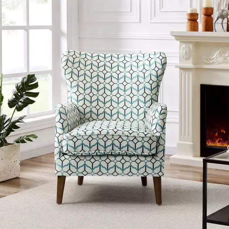 Fauteuil de Salon Confortable Nikolaus avec Motif Floral et Dossier à Oreillettes | ART OF LIVING DESIGNS