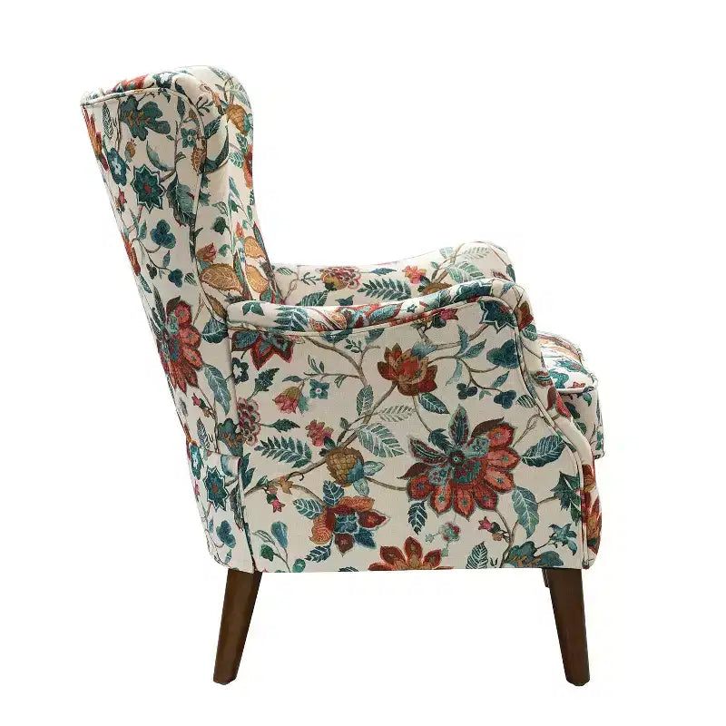 Fauteuil de Salon Confortable Nikolaus avec Motif Floral et Dossier à Oreillettes | ART OF LIVING DESIGNS