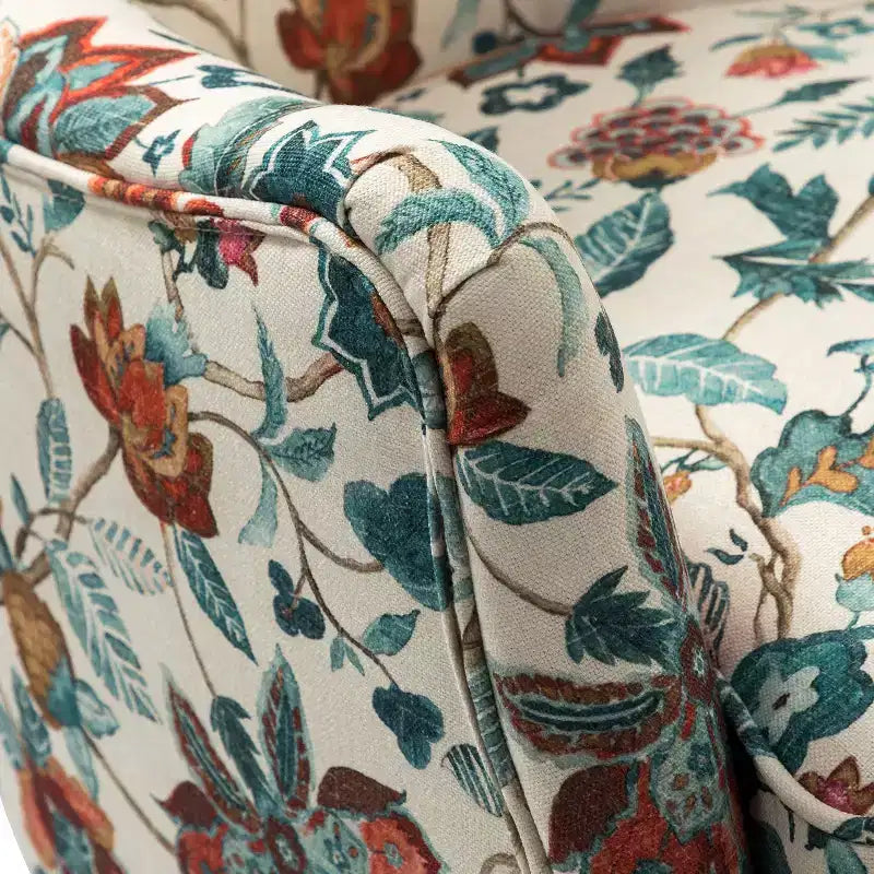 Fauteuil de Salon Confortable Nikolaus avec Motif Floral et Dossier à Oreillettes | ART OF LIVING DESIGNS
