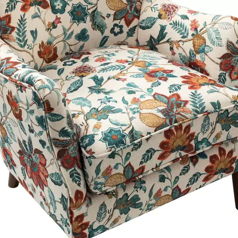 Fauteuil de Salon Confortable Nikolaus avec Motif Floral et Dossier à Oreillettes | ART OF LIVING DESIGNS