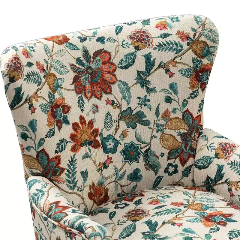 Fauteuil de Salon Confortable Nikolaus avec Motif Floral et Dossier à Oreillettes | ART OF LIVING DESIGNS
