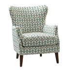 Nikolaus Comfy Living Room Armchair with Floral Fabric Pattern and Wingback| ART OF LIVING DESIGNS