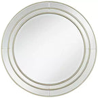 Noble Park San Simeon Round Vanity Decorative Wall Mirror Modern Beveled Glass Matte Champagne Frame 31 3/4 Wide for Bathroom Bedroom House Entryway