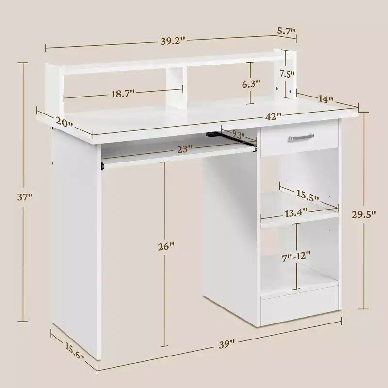 Bureau d'ordinateur Yaheetech en bois avec tiroirs de rangement pour la maison ou le bureau