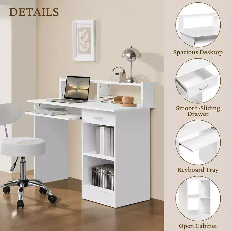 Bureau d'ordinateur Yaheetech en bois avec tiroirs de rangement pour la maison ou le bureau