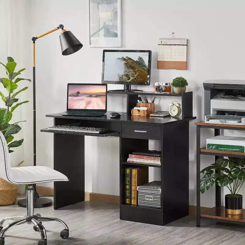 Bureau d'ordinateur Yaheetech en bois avec tiroirs de rangement pour la maison ou le bureau